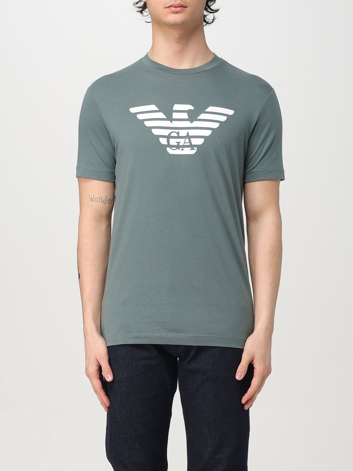 EMPORIO ARMANI T-SHIRT: T-shirt homme Emporio Armani, Vert - Img 1