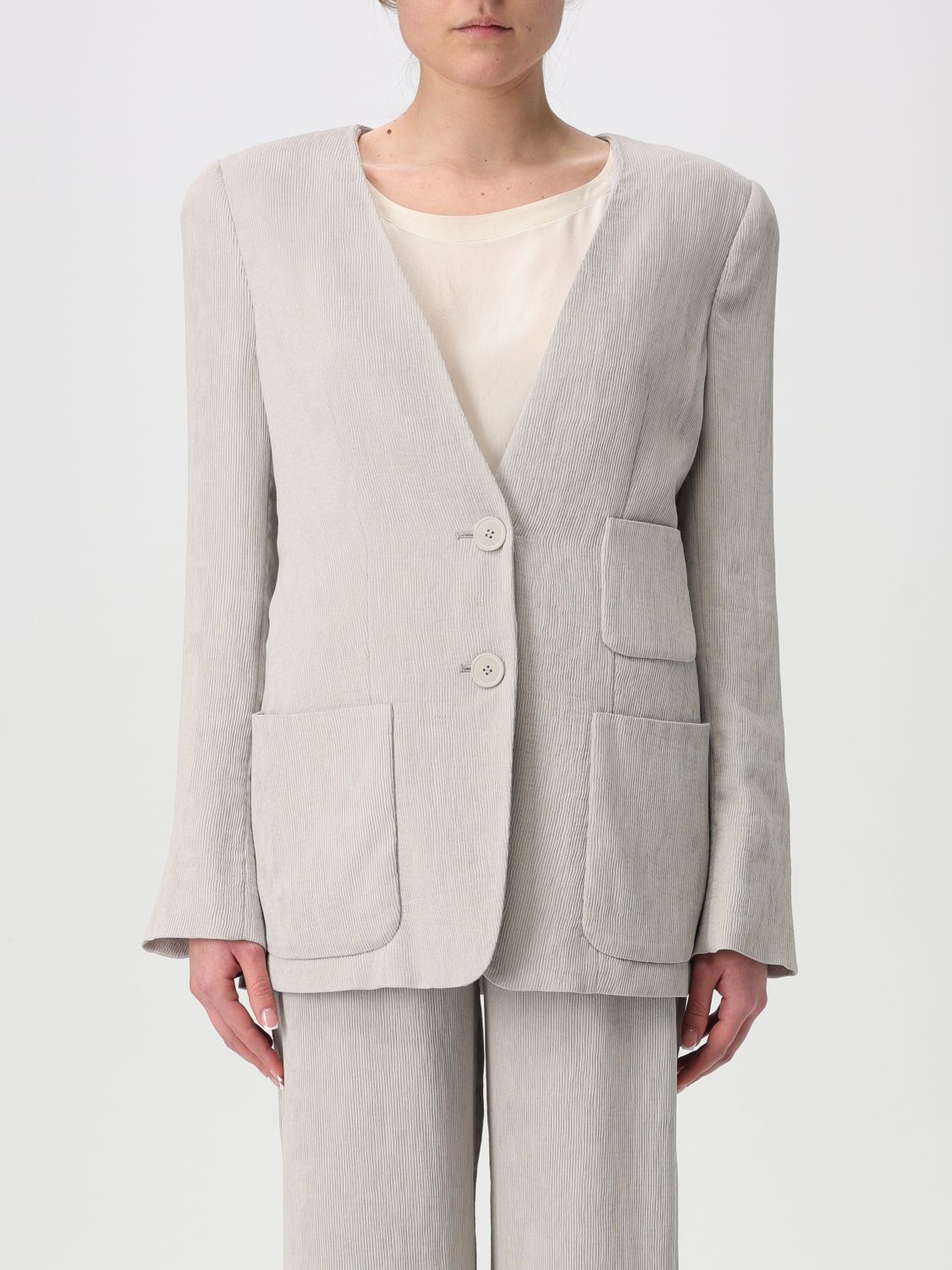 EMPORIO ARMANI BLAZER: Blazer Emporio Armani in misto viscosa , Naturale - Img 1