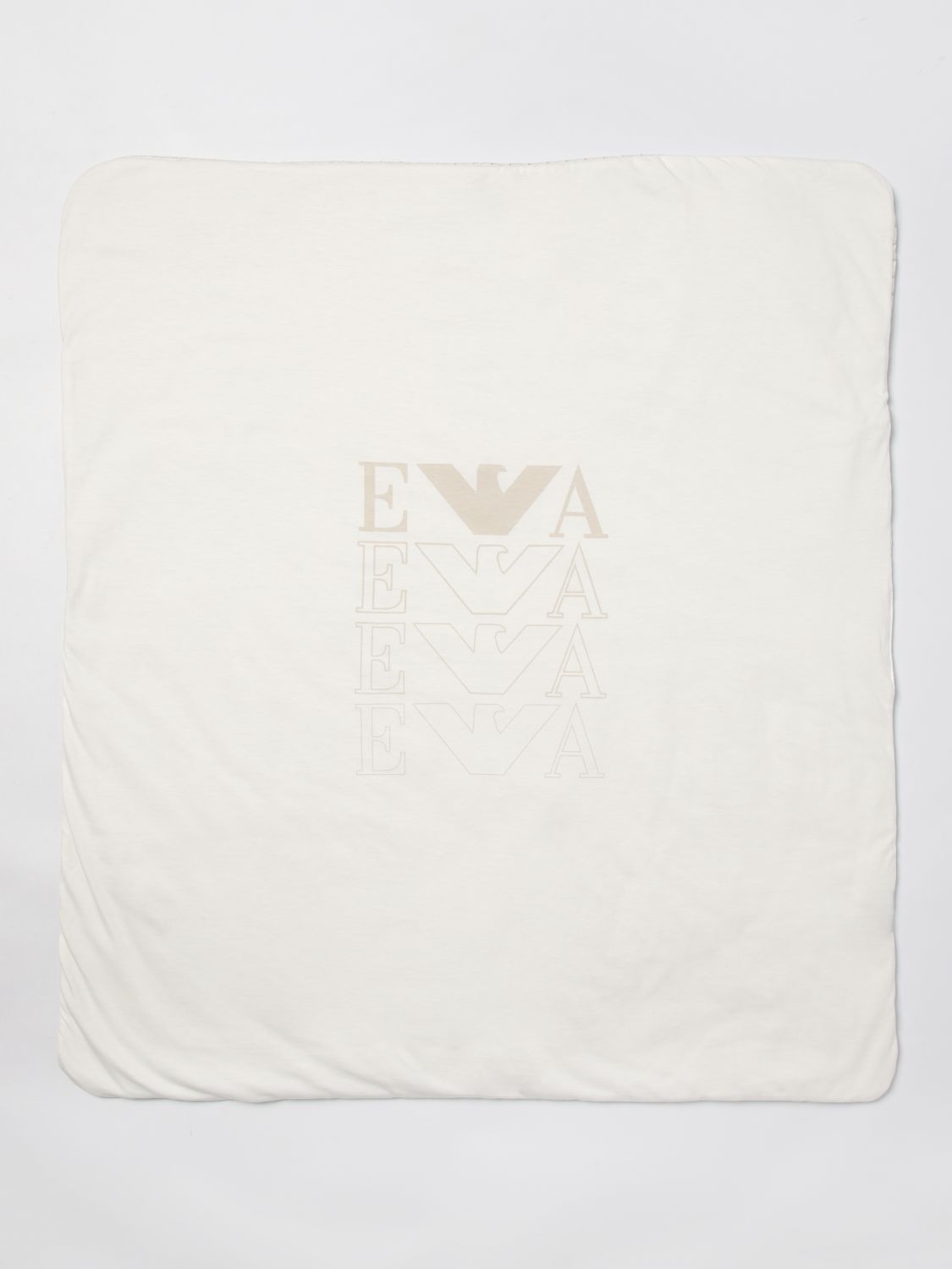 EMPORIO ARMANI COPERTINA: Coperta imbottita in jersey di cotone con logo Emporio Armani, Bianco - Img 2