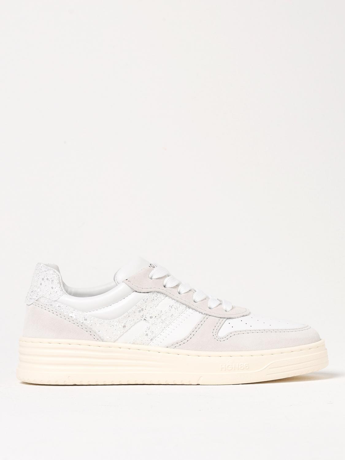 HOGAN SNEAKERS: Sneakers H630 Hogan in pelle con glitter , Bianco - Img 1