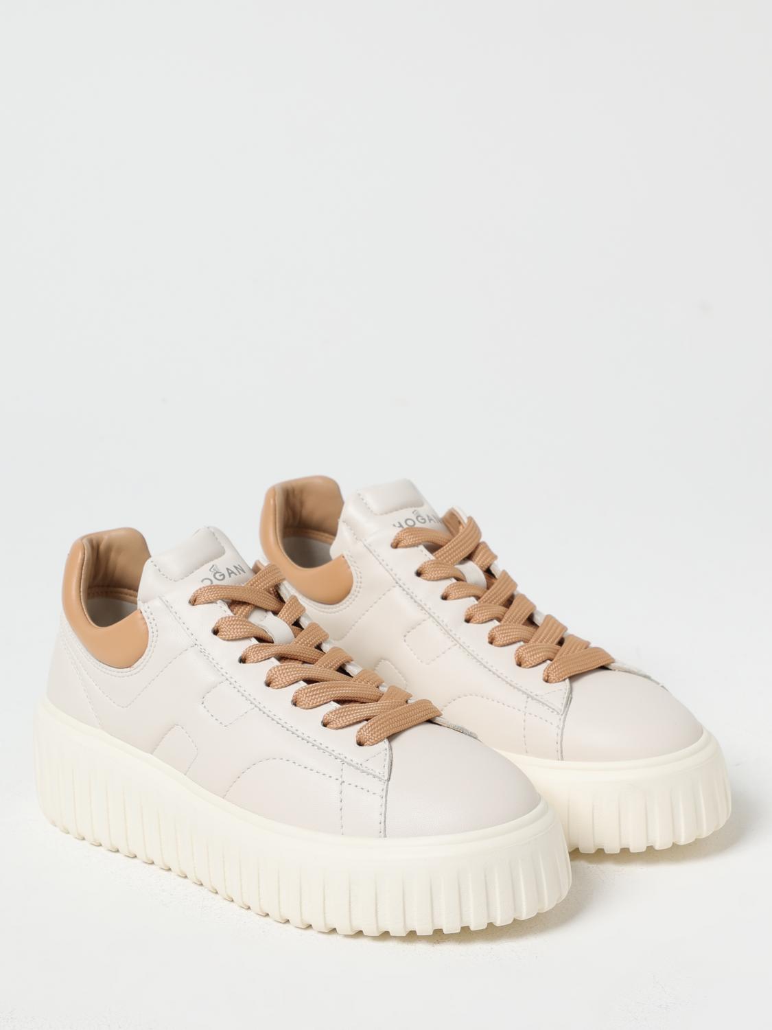 HOGAN SNEAKERS: Sneakers H-Stripe Hogan in pelle , Beige - Img 2