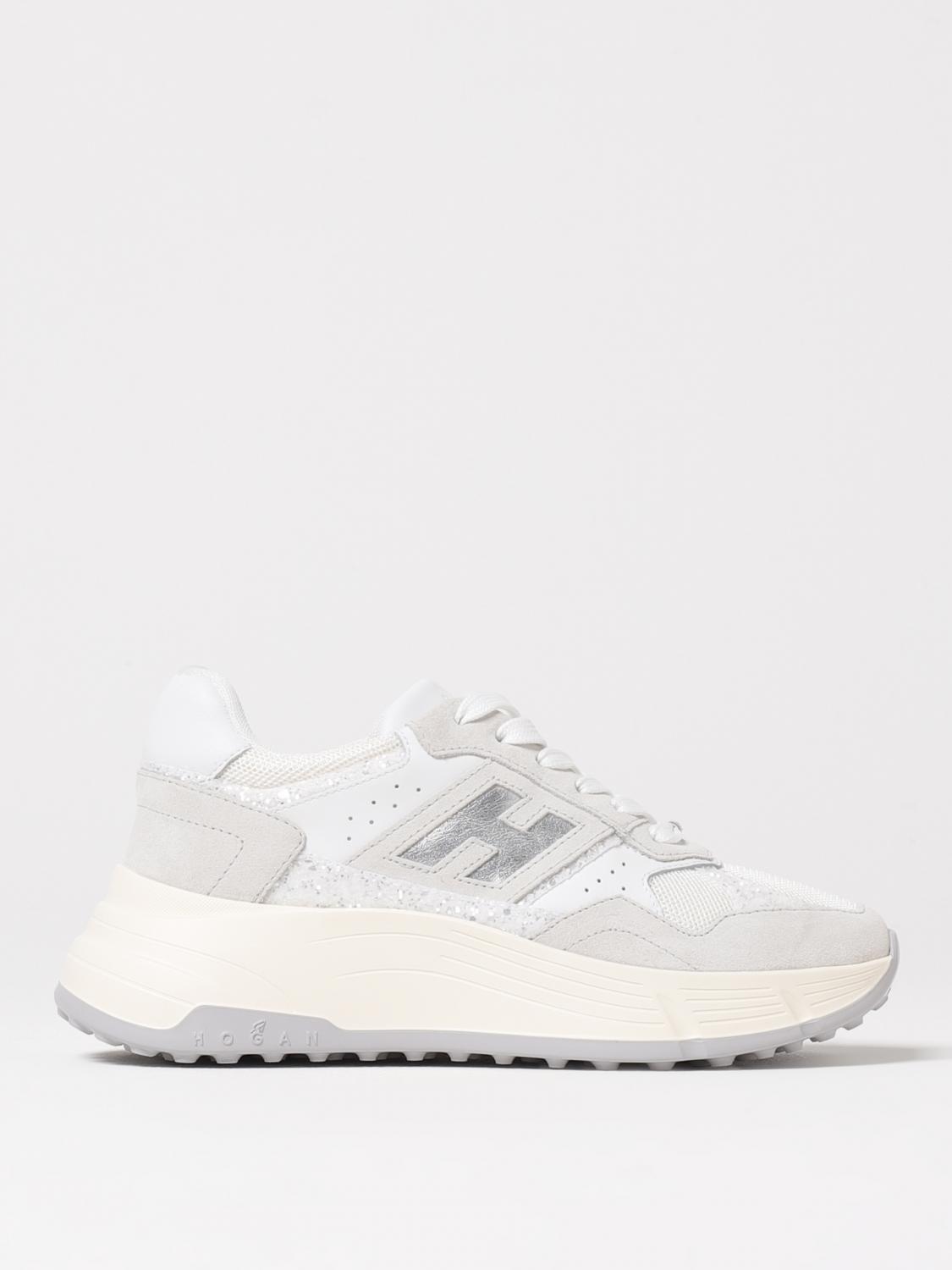 HOGAN SNEAKERS: Sneakers H669 Hogan in pelle e mesh con glitter , Ghiaccio - Img 1