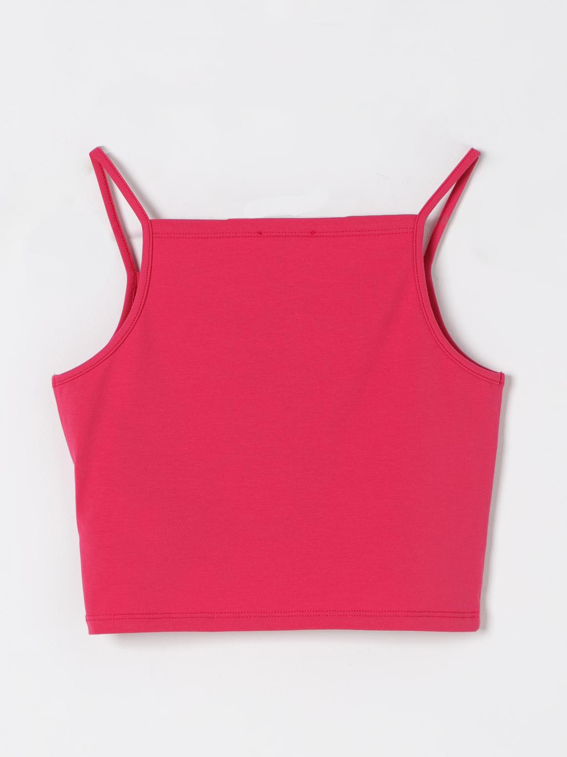 DIESEL TOP: Top crop oval D Diesel in cotone, Fuxia - Img 2