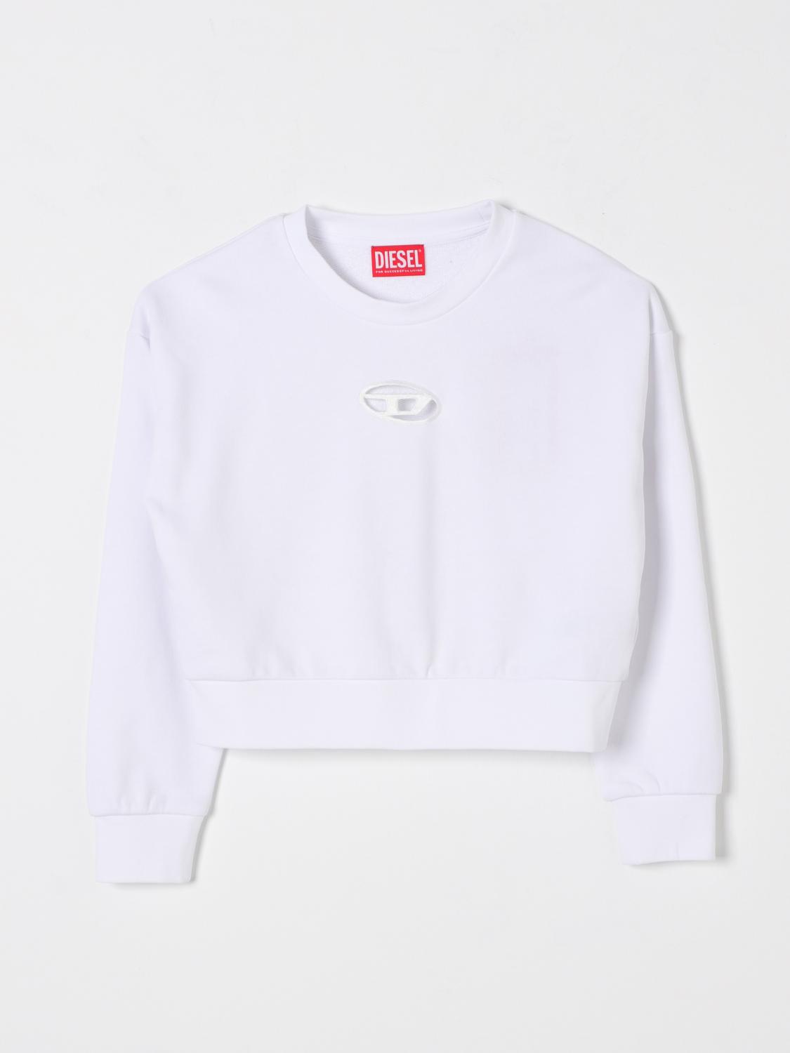 DIESEL MAGLIA: Felpa a girocollo Oval D Diesel in cotone, Bianco - Img 1