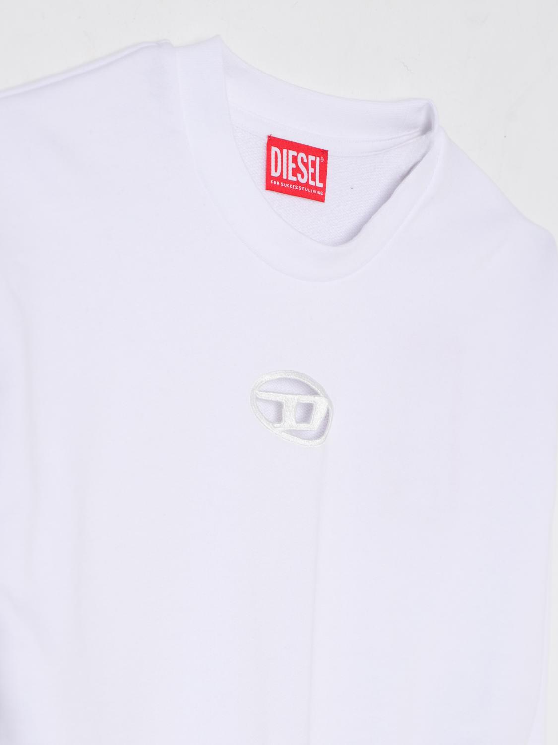 DIESEL MAGLIA: Felpa a girocollo Oval D Diesel in cotone, Bianco - Img 3