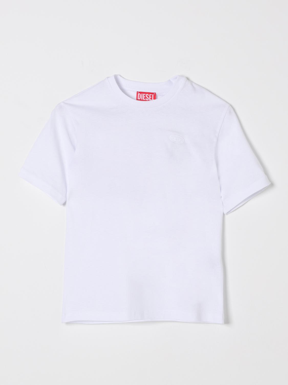 DIESEL T-SHIRT: T-shirt in cotone con logo Oval D Diesel, Bianco - Img 1