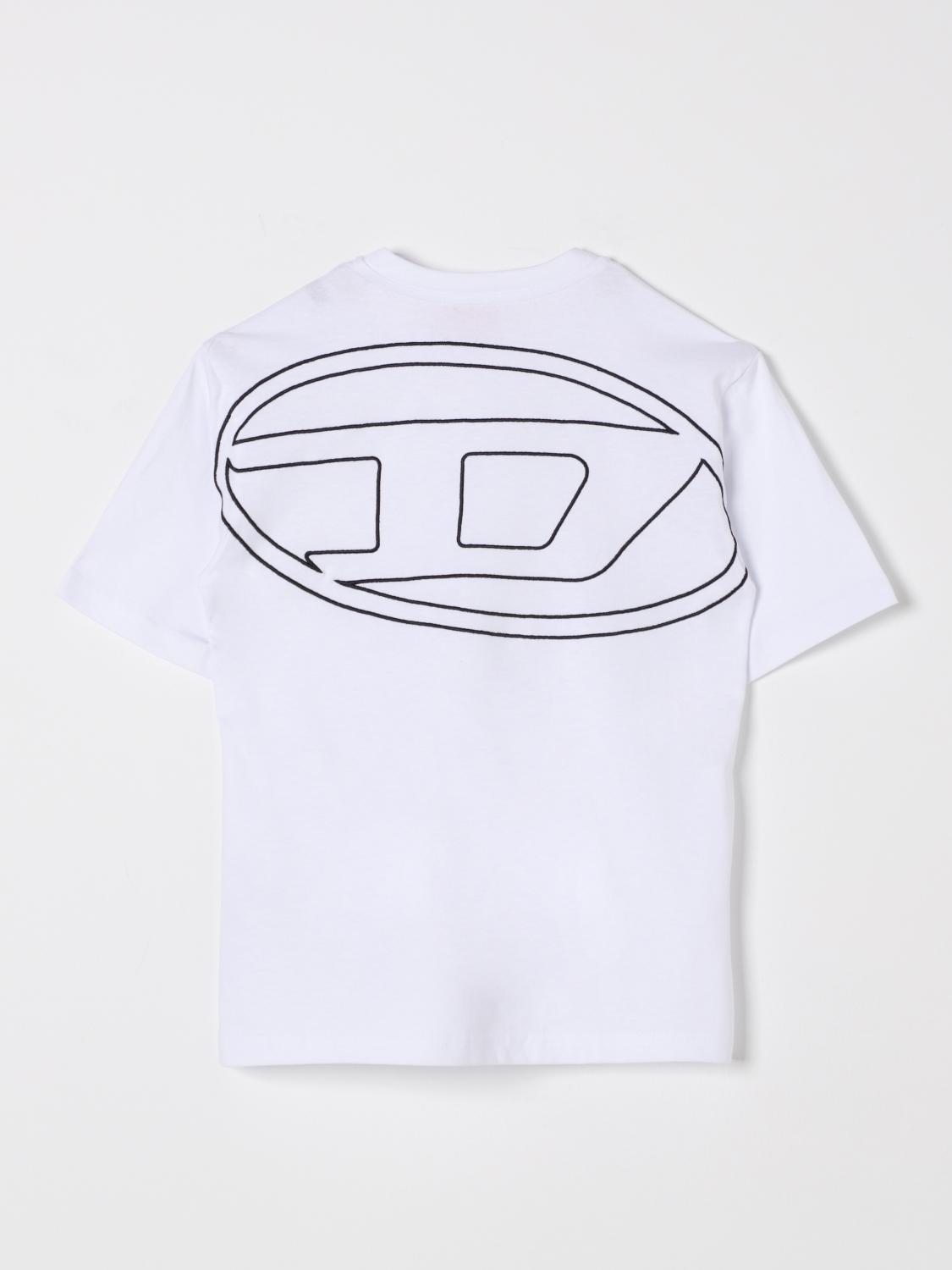 DIESEL T-SHIRT: T-shirt in cotone con logo Oval D Diesel, Bianco - Img 2