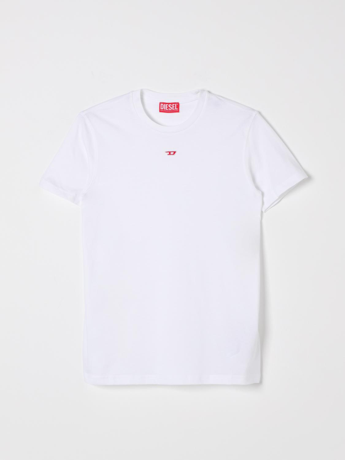 DIESEL T-SHIRT: T-shirt in cotone con logo Oval D Diesel, Bianco - Img 1