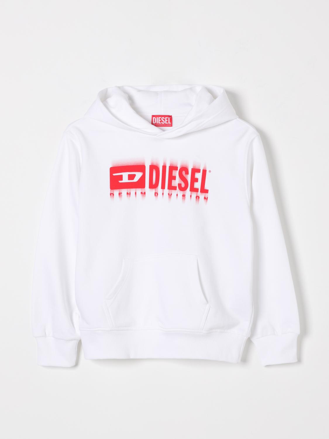 DIESEL MAGLIA: Felpa con cappuccio con logo Diesel, Bianco - Img 1