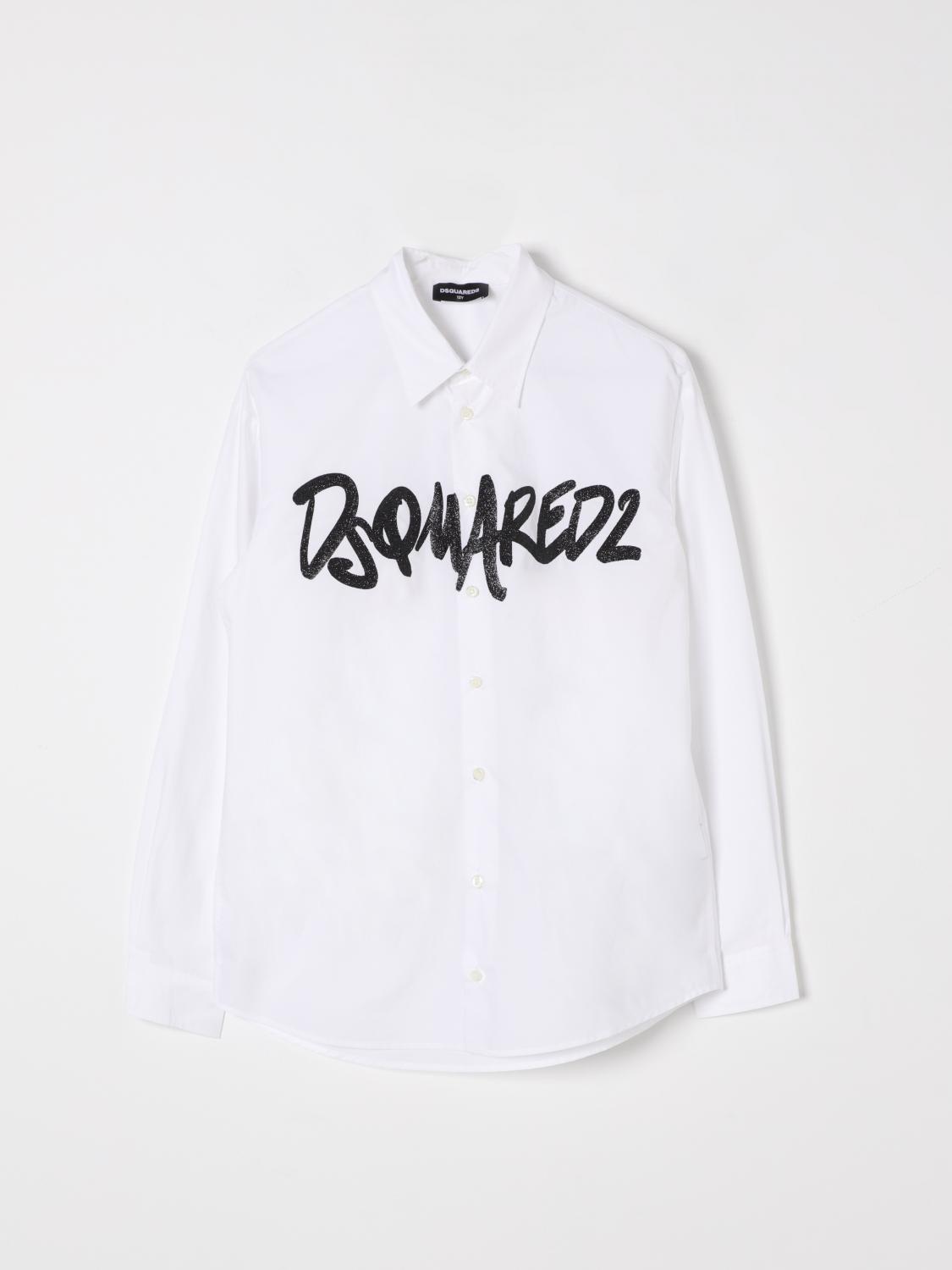 DSQUARED2 CAMICIA: Camicia in cotone Dsquared2 con logo, Bianco - Img 1