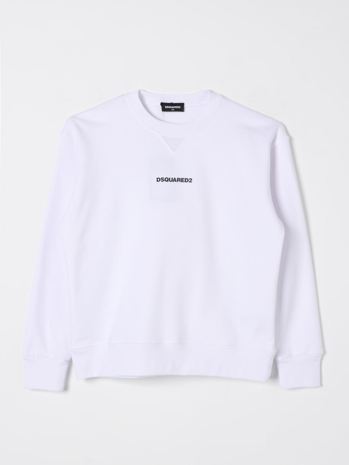 DSQUARED2 MAGLIA: Felpa a girocollo con mini logo Dsquared2, Bianco - Img 1