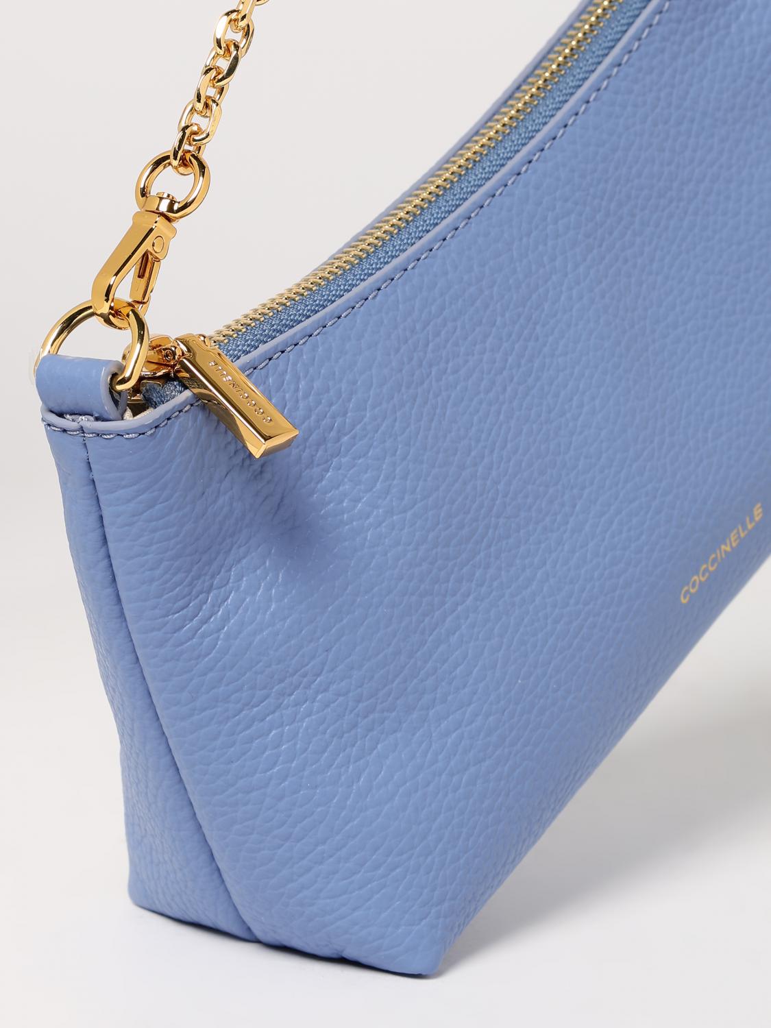 COCCINELLE BORSA MINI: Borsa Aura Coccinelle in pelle a grana , Azzurro - Img 3