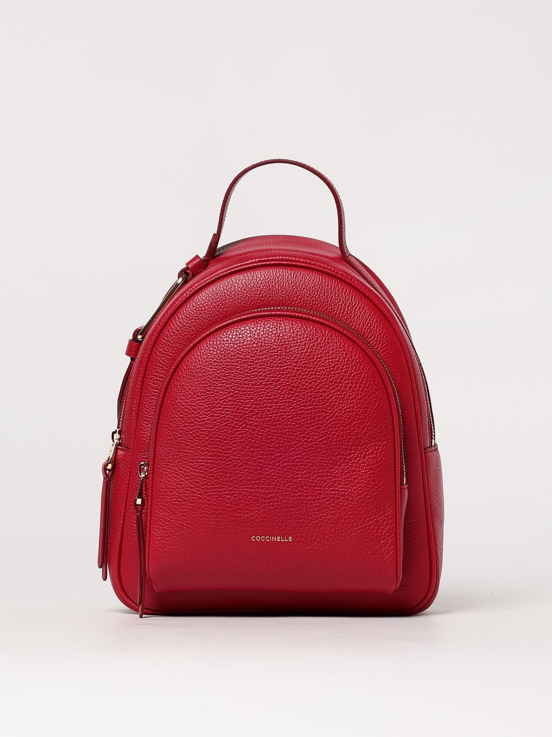 COCCINELLE ZAINO: Zaino Malory Coccinelle in pelle a grana , Rosso - Img 1
