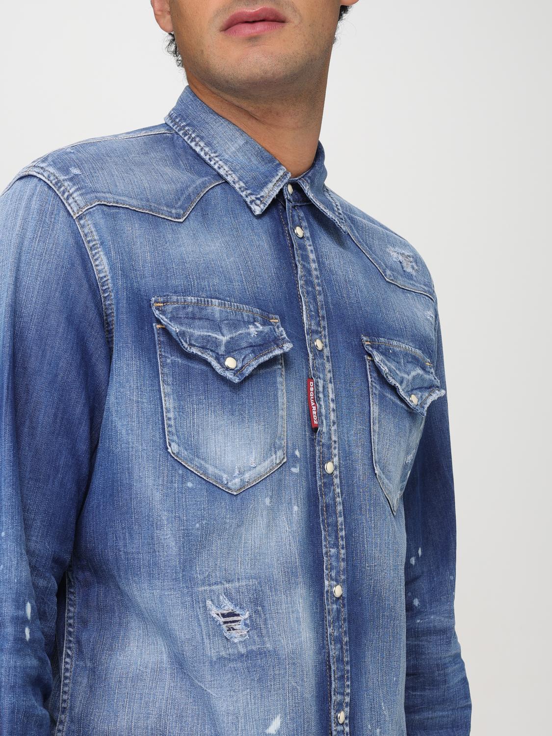 DSQUARED2 CAMISA: Camisa hombre Dsquared2, Denim - Img 4