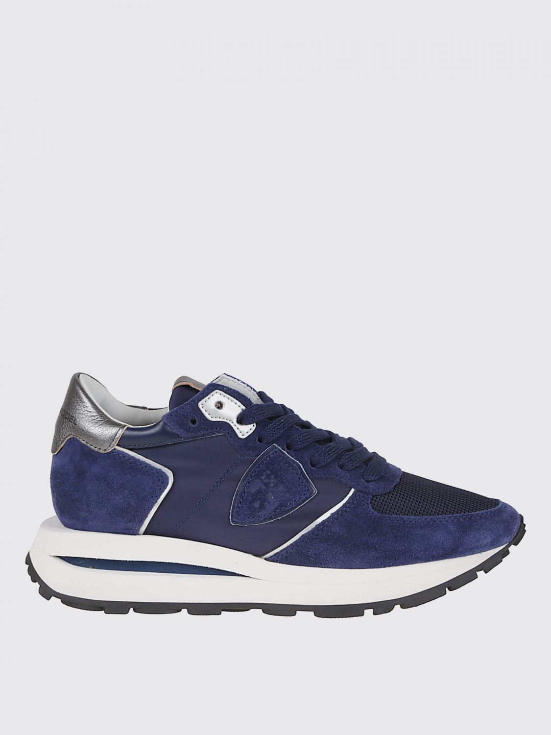 PHILIPPE MODEL SNEAKERS: Sneakers Tropez Haute Philippe Model in camoscio e mesh , Blue - Img 1