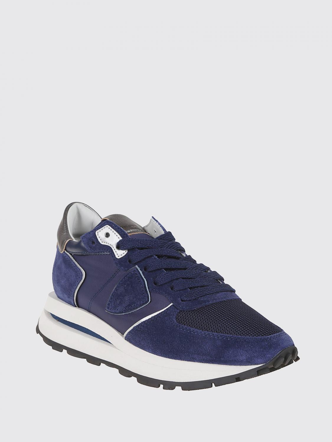 PHILIPPE MODEL SNEAKERS: Sneakers Tropez Haute Philippe Model in camoscio e mesh , Blue - Img 2