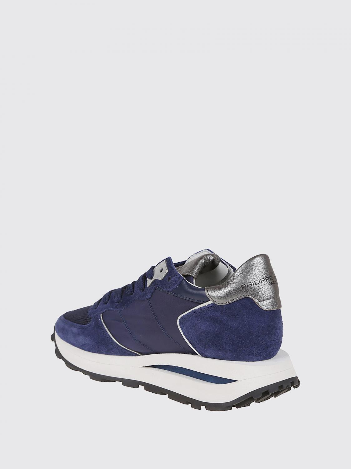 PHILIPPE MODEL SNEAKERS: Sneakers Tropez Haute Philippe Model in camoscio e mesh , Blue - Img 3