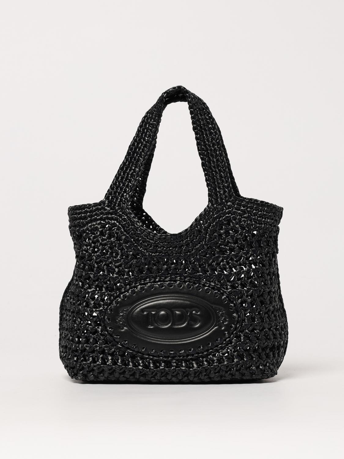 TOD'S BORSA A SPALLA: Borsa Tod's in rafia crochet e pelle , Nero - Img 1