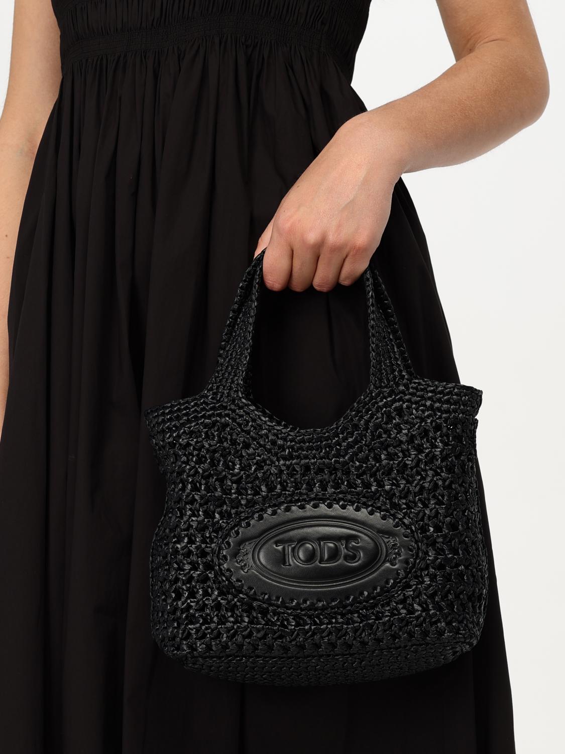 TOD'S BORSA A SPALLA: Borsa Tod's in rafia crochet e pelle , Nero - Img 2