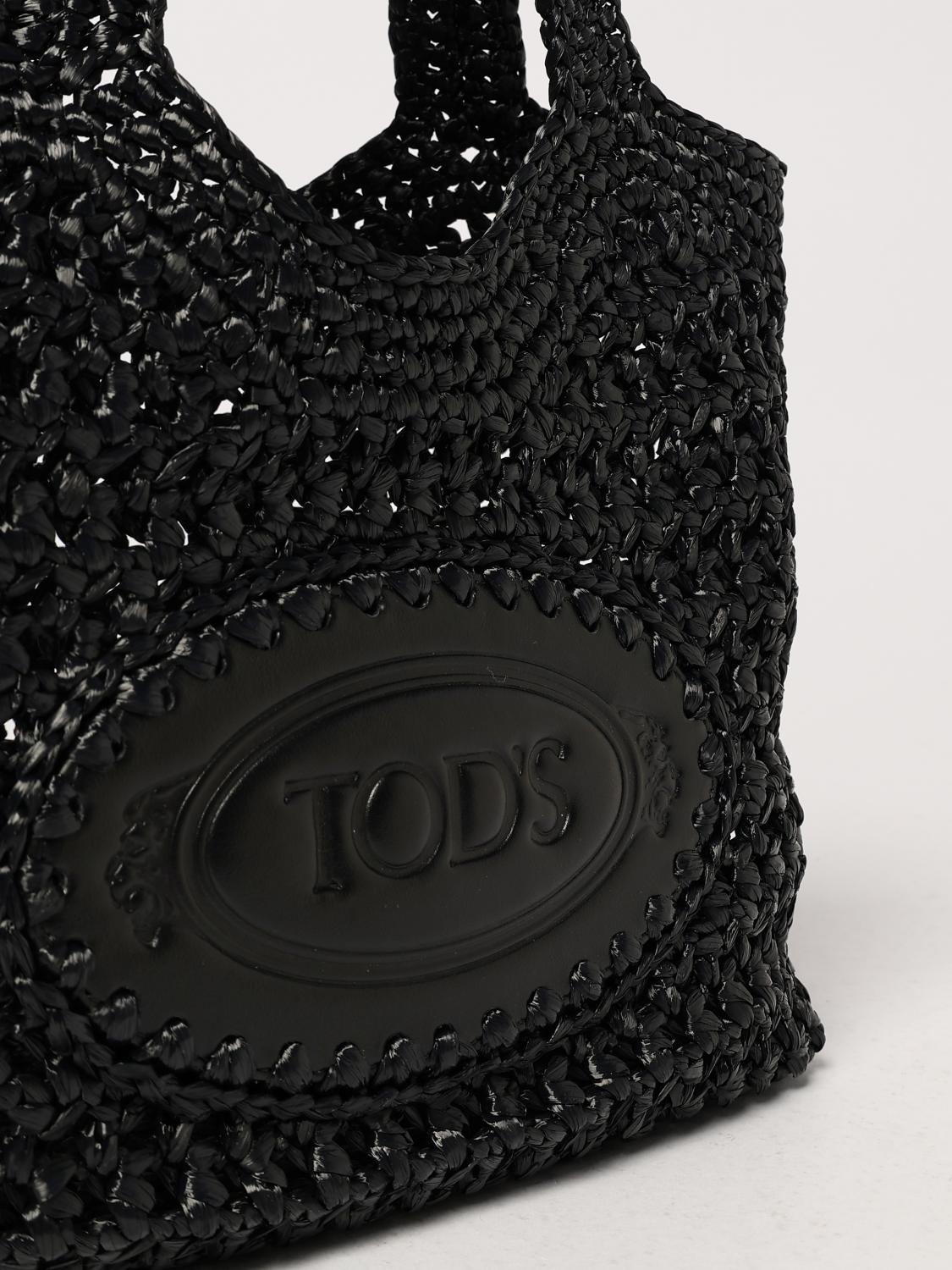TOD'S BORSA A SPALLA: Borsa Tod's in rafia crochet e pelle , Nero - Img 4
