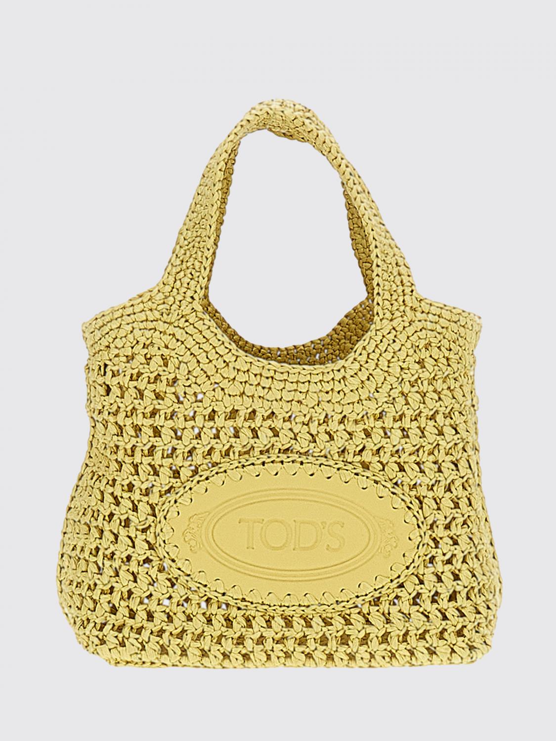 TOD'S BORSA A SPALLA: Borsa Tod's in rafia crochet e pelle , Giallo - Img 1
