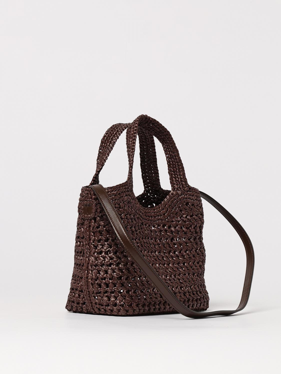 TOD'S BORSA A SPALLA: Borsa Tod's in rafia crochet e pelle , Moro - Img 3