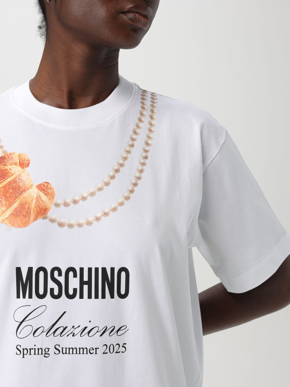 MOSCHINO COUTURE T-SHIRT: T-shirt Moschino Couture in cotone con stampa , Bianco 1 - Img 4