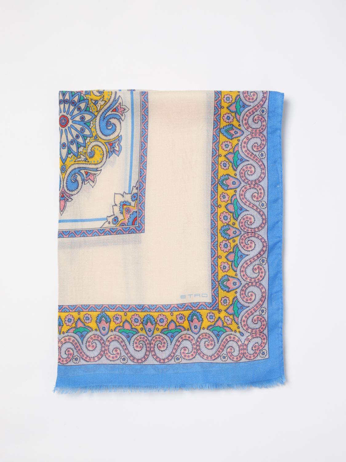 ETRO FOULARD: Foulard in cashmere seta e lana Etro, Azzurro - Img 1