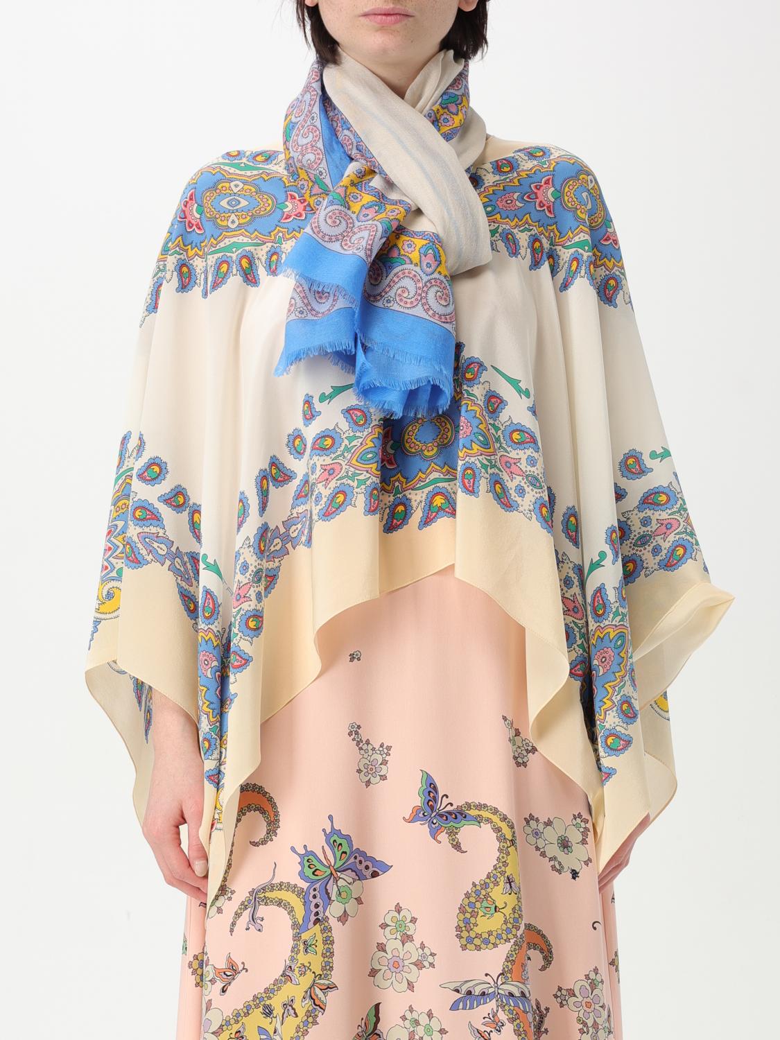 ETRO FOULARD: Foulard in cashmere seta e lana Etro, Azzurro - Img 2