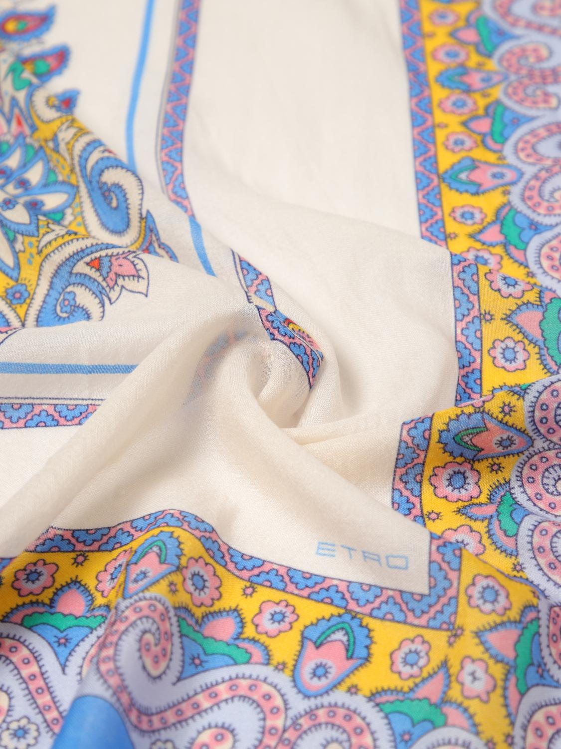 ETRO FOULARD: Foulard in cashmere seta e lana Etro, Azzurro - Img 3