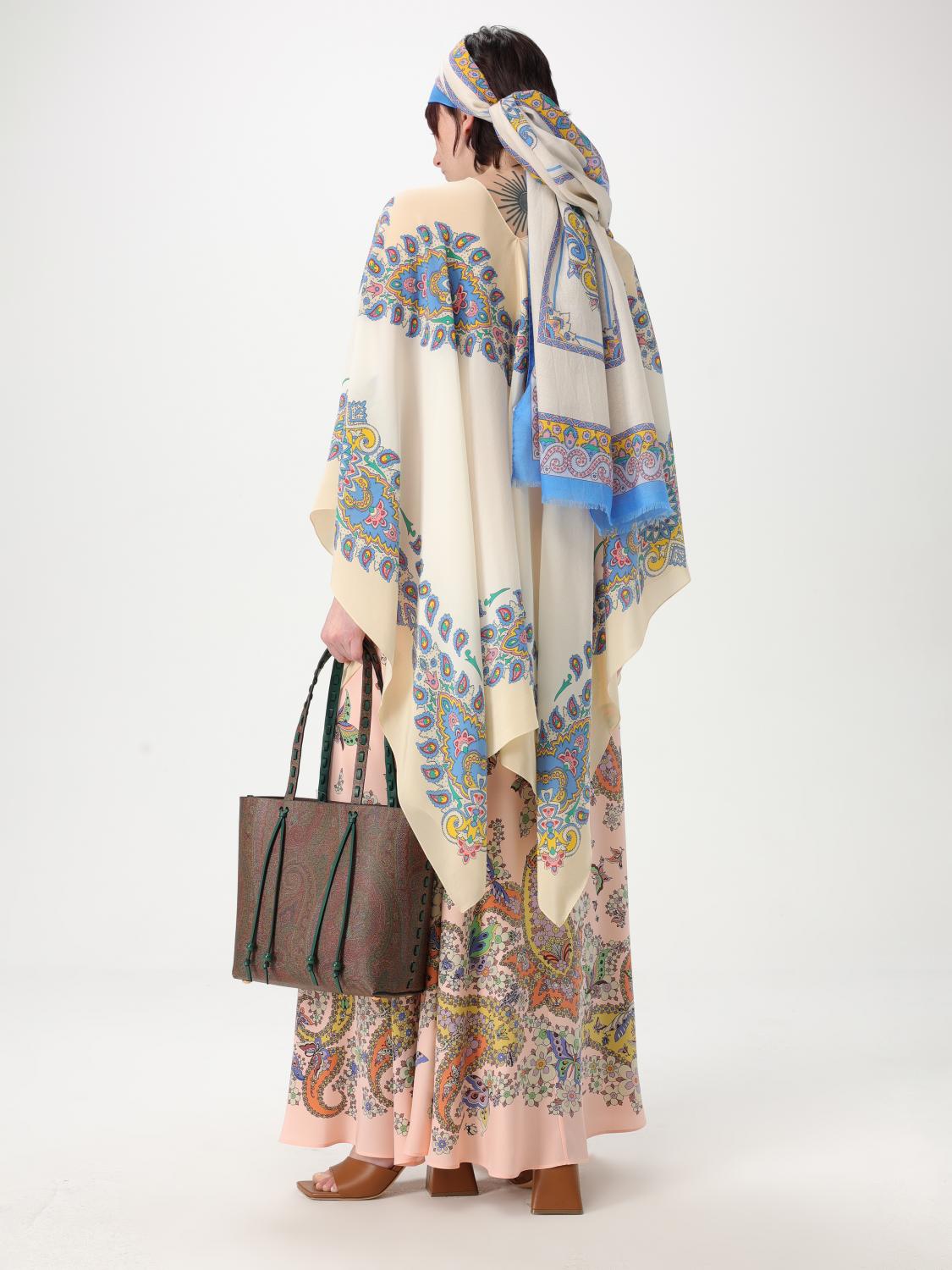 ETRO FOULARD: Foulard in cashmere seta e lana Etro, Azzurro - Img 4