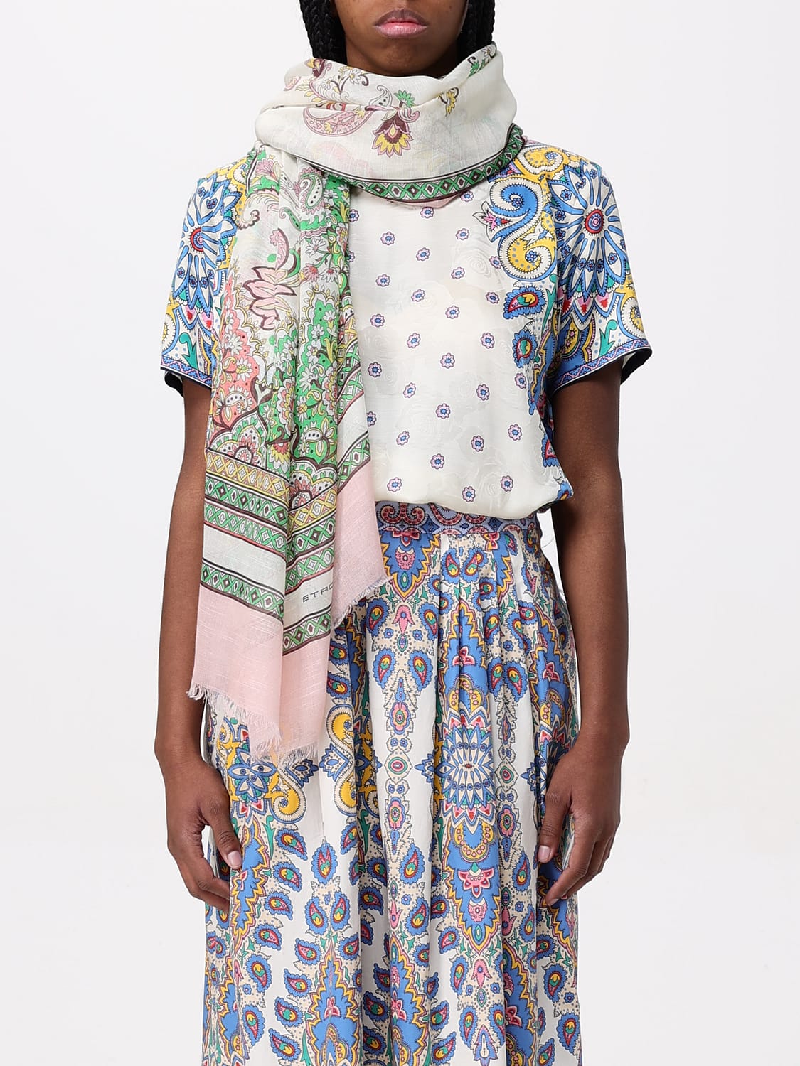 ETRO SCHAL: Schal damen Etro, Yellow Cream - Img 2