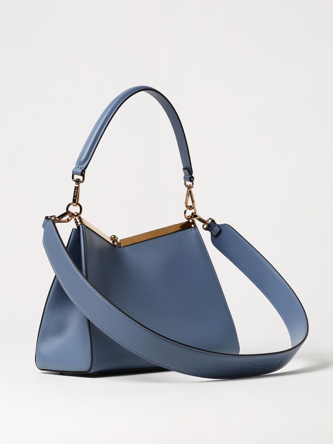 ETRO BORSA A SPALLA: Borsa Vela Etro in pelle , Azzurro - Img 3