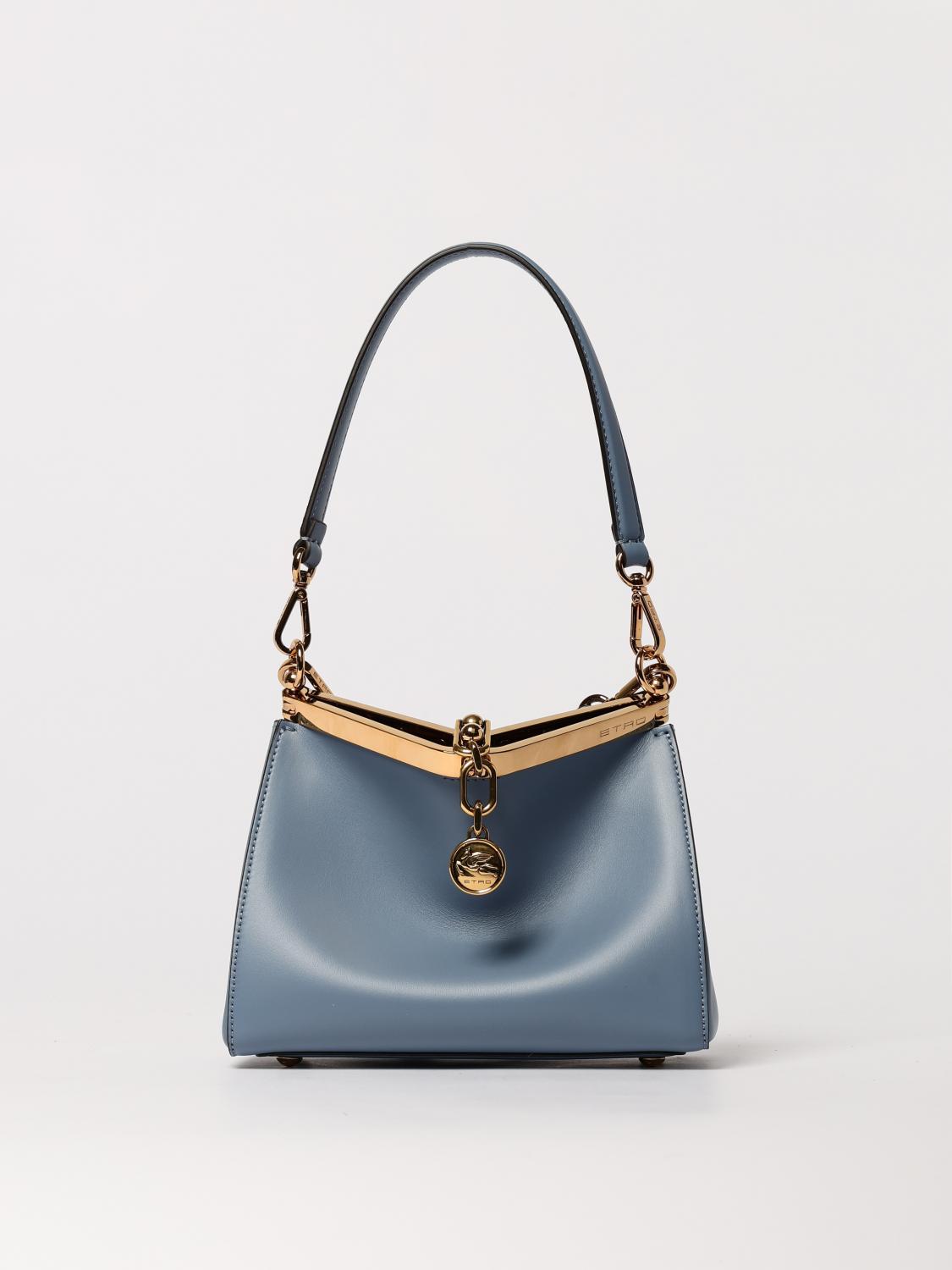 ETRO BORSA A SPALLA: Borsa a spalla Vela Etro in pelle , Azzurro - Img 1