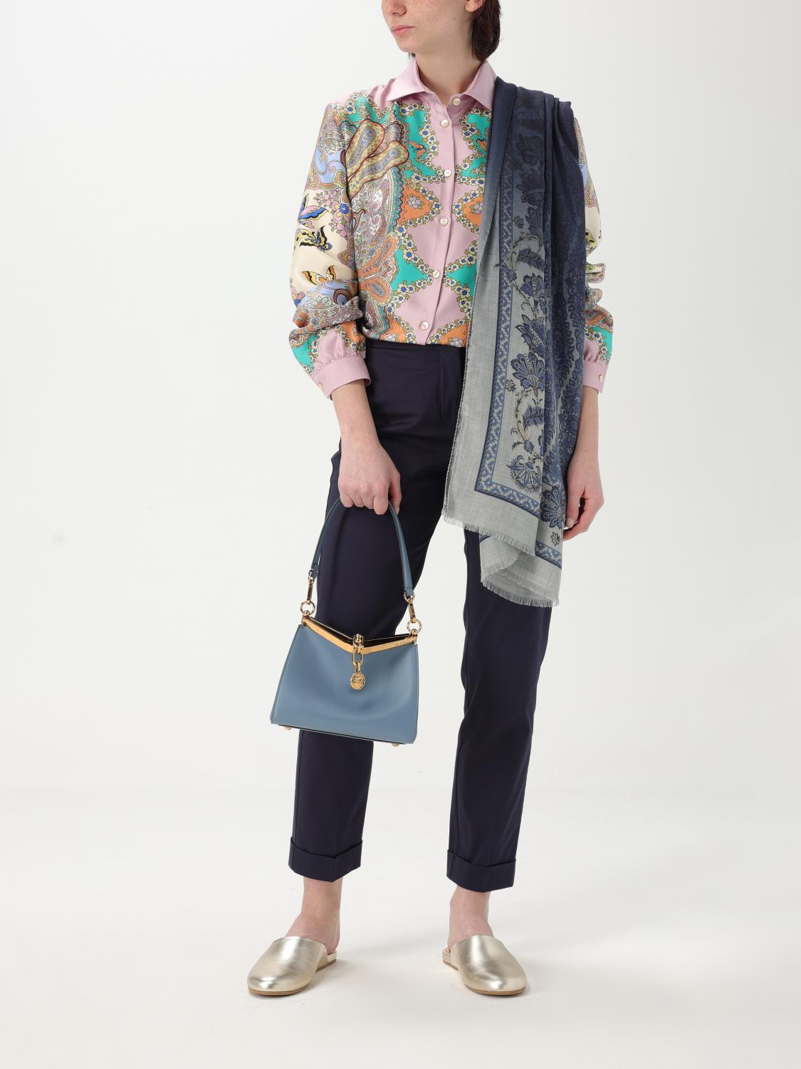 ETRO BORSA A SPALLA: Borsa a spalla Vela Etro in pelle , Azzurro - Img 2