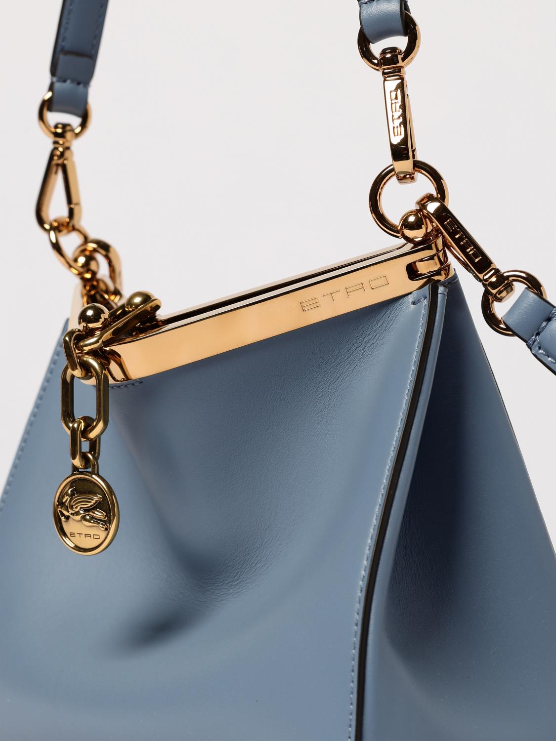 ETRO BORSA A SPALLA: Borsa a spalla Vela Etro in pelle , Azzurro - Img 4