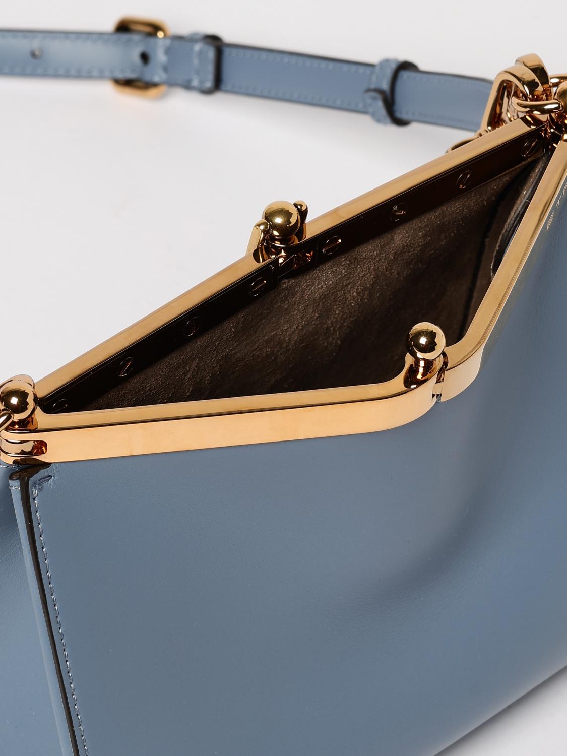 ETRO BORSA A SPALLA: Borsa a spalla Vela Etro in pelle , Azzurro - Img 5