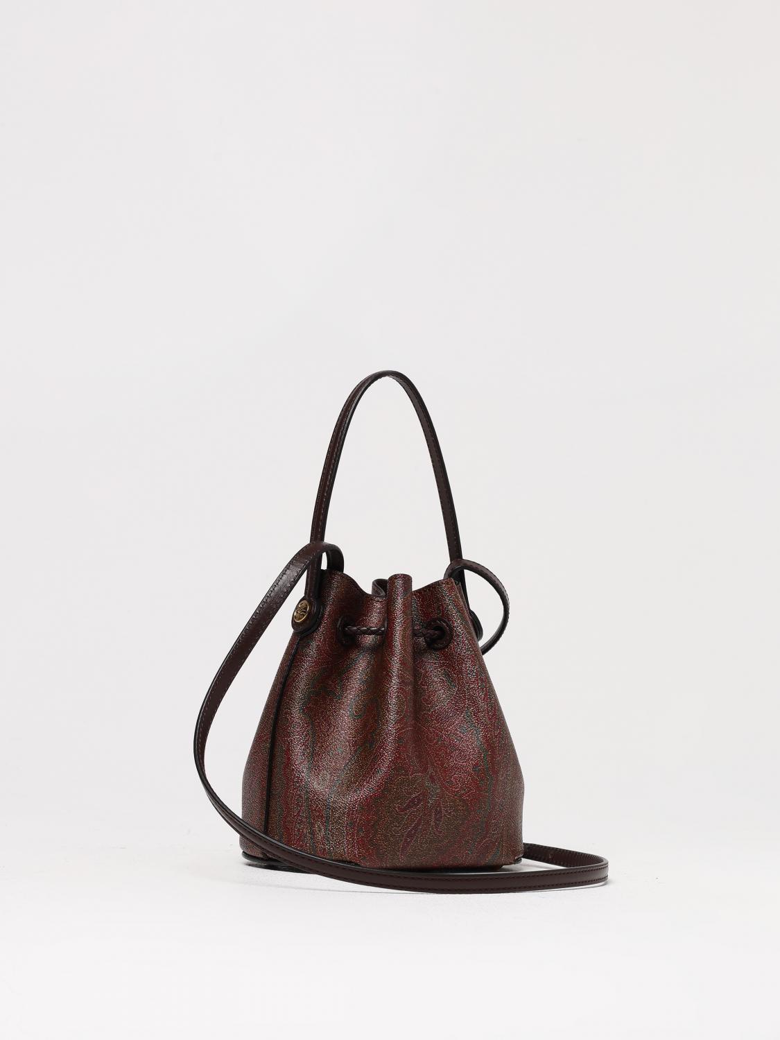 ETRO BORSA MINI: Borsa a secchiello Paisley Etro in cotone spalmato e pelle , Azzurro - Img 3