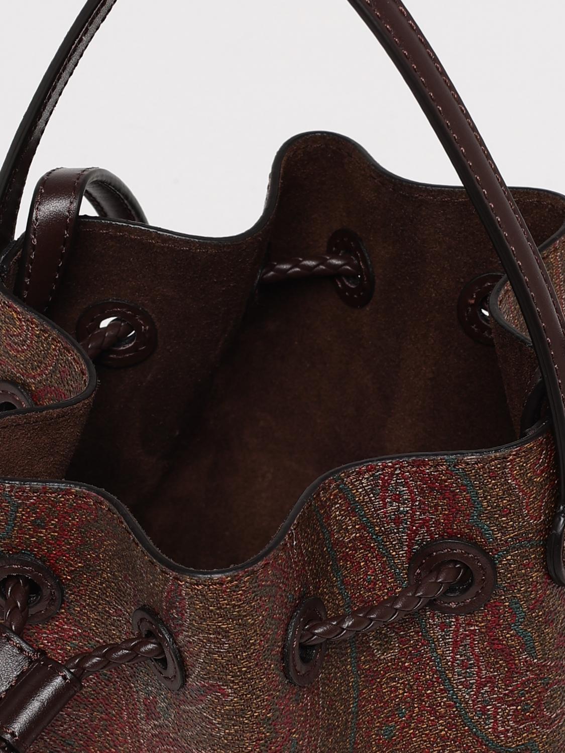 ETRO BORSA MINI: Borsa a secchiello Paisley Etro in cotone spalmato e pelle , Azzurro - Img 5