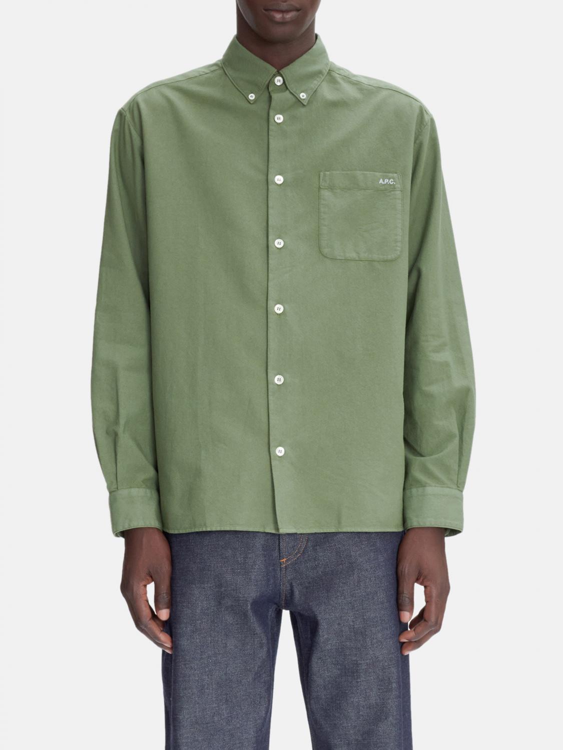 A.P.C. CAMICIA: Camicia A.P.C. in cotone , Verde - Img 1