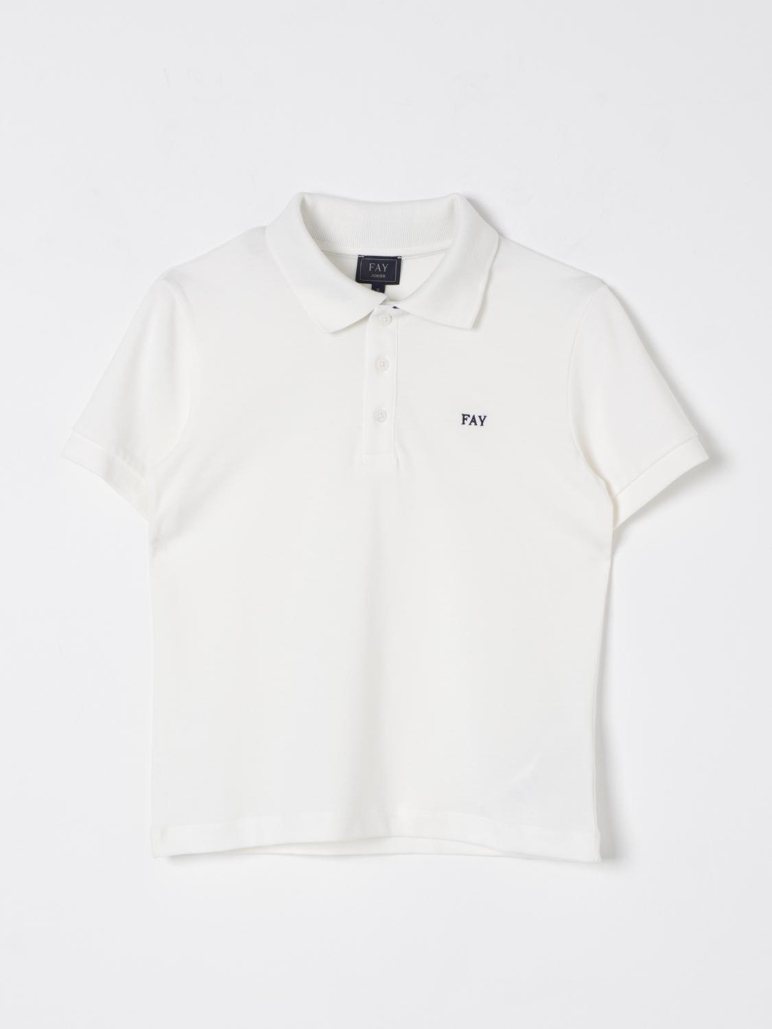 FAY JUNIOR POLO: Polo basic Fay Junior in cotone con logo, Avorio - Img 1