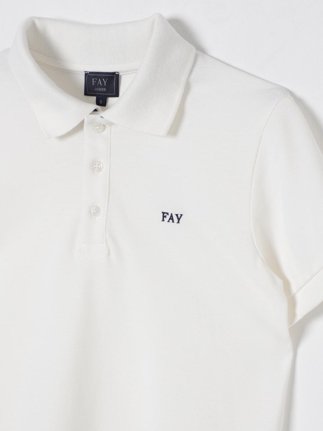 FAY JUNIOR POLO: Polo basic Fay Junior in cotone con logo, Avorio - Img 3