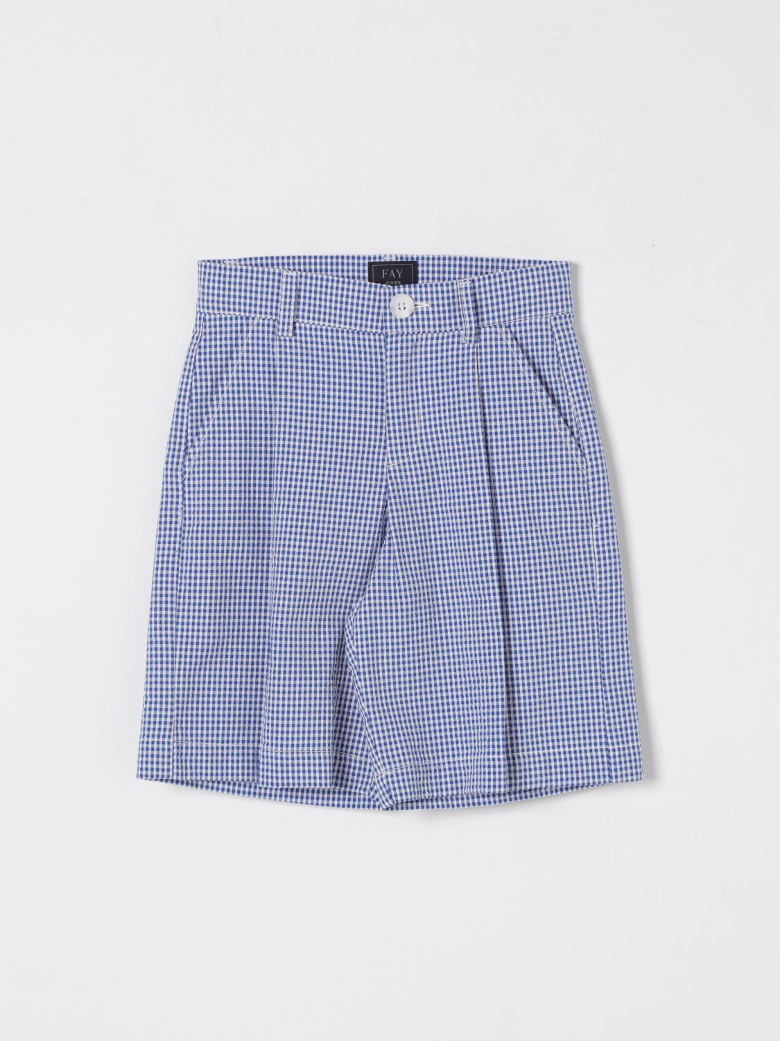 FAY JUNIOR PANTALONCINO: Pantaloncino vichy Fay Junior in cotone, Blue - Img 1