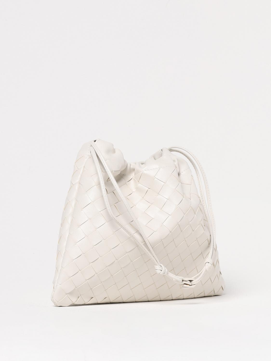 BOTTEGA VENETA BORSA A SPALLA: Borsa Dustbag Bottega Veneta in pelle intrecciata , Bianco - Img 3