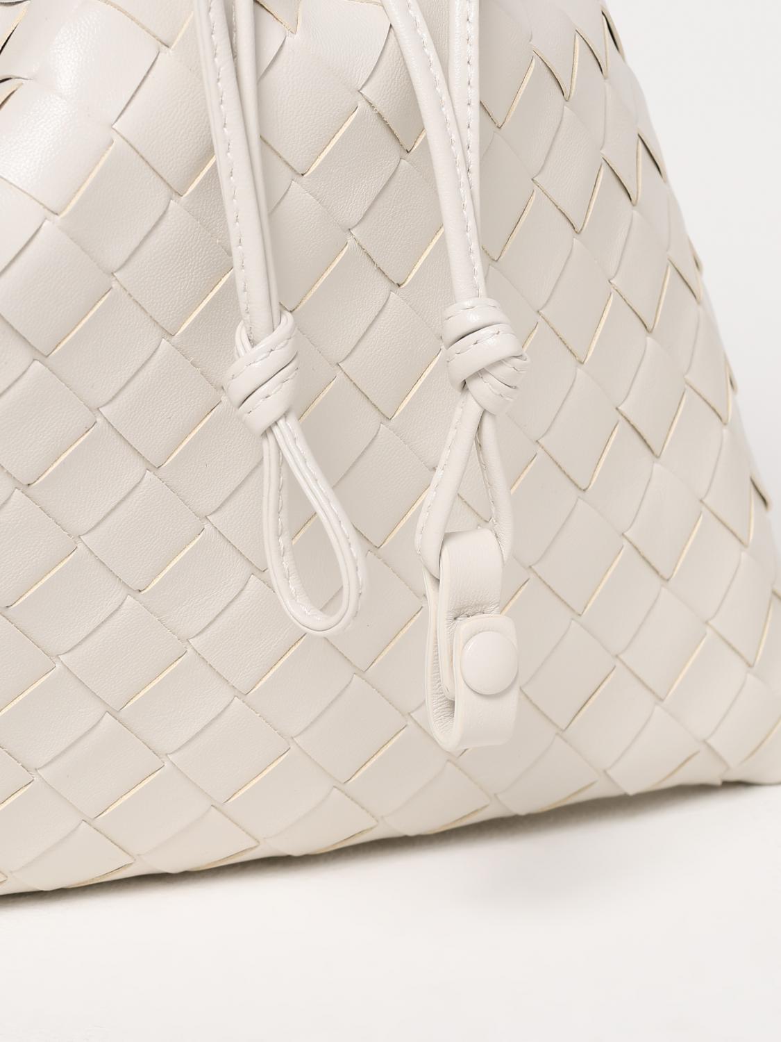 BOTTEGA VENETA BORSA A SPALLA: Borsa Dustbag Bottega Veneta in pelle intrecciata , Bianco - Img 4