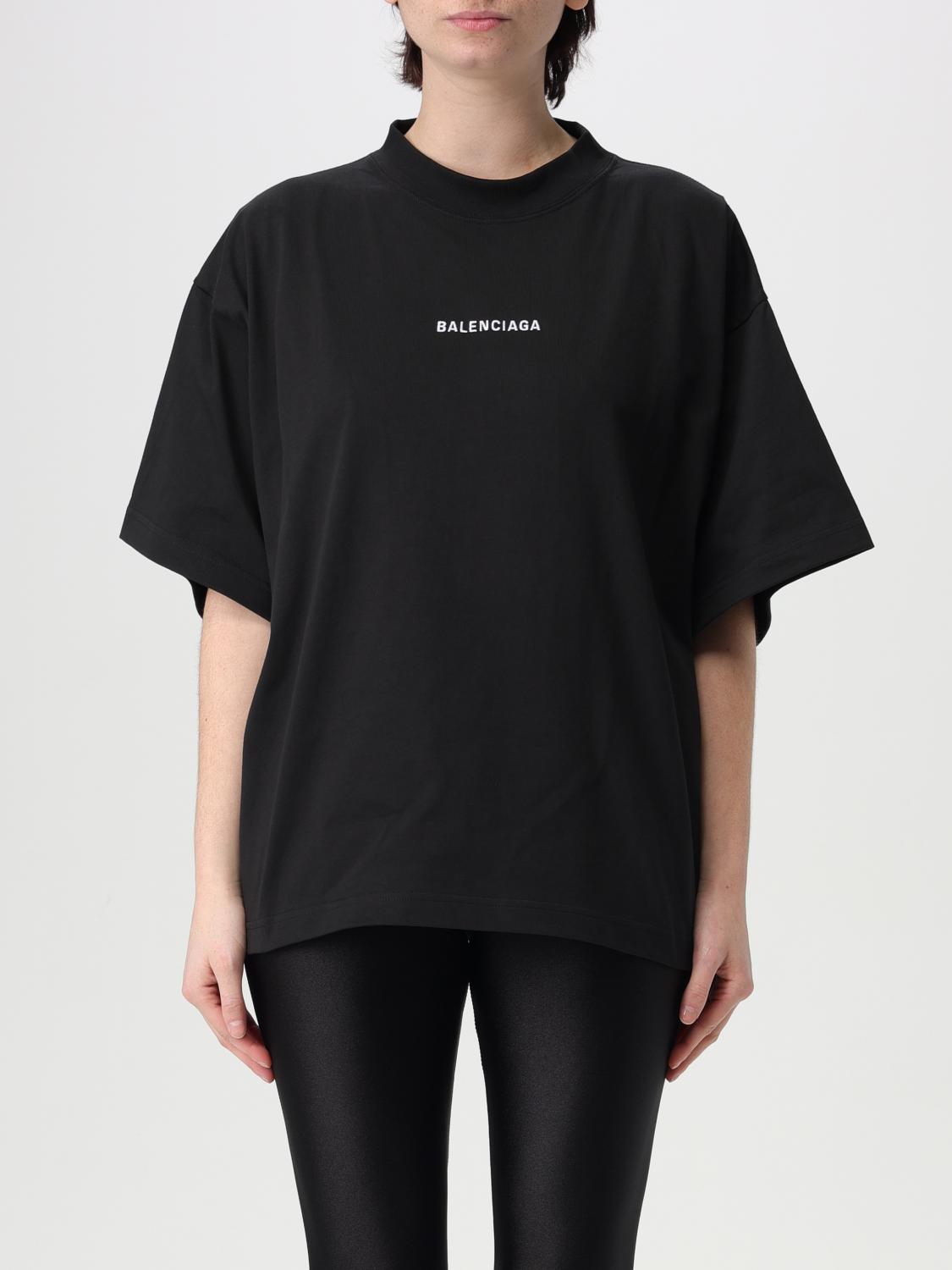 BALENCIAGA T-SHIRT: T-shirt oversize con logo Balenciaga, Nero - Img 1