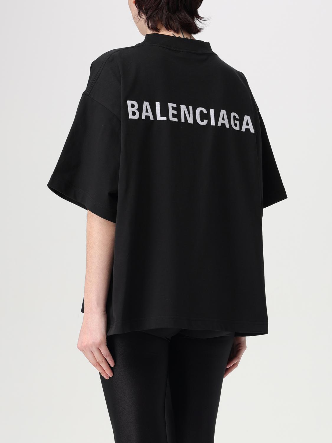 BALENCIAGA T-SHIRT: T-shirt oversize con logo Balenciaga, Nero - Img 3