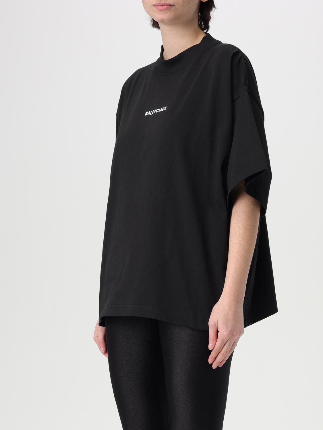 BALENCIAGA T-SHIRT: T-shirt oversize con logo Balenciaga, Nero - Img 4