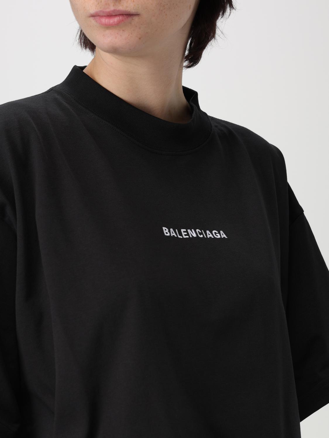 BALENCIAGA T-SHIRT: T-shirt oversize con logo Balenciaga, Nero - Img 5