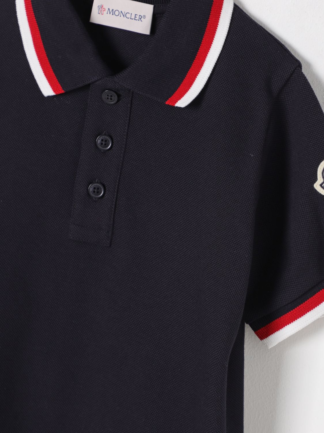 MONCLER POLO SHIRT: Polo shirt kids Moncler, Navy - Img 3